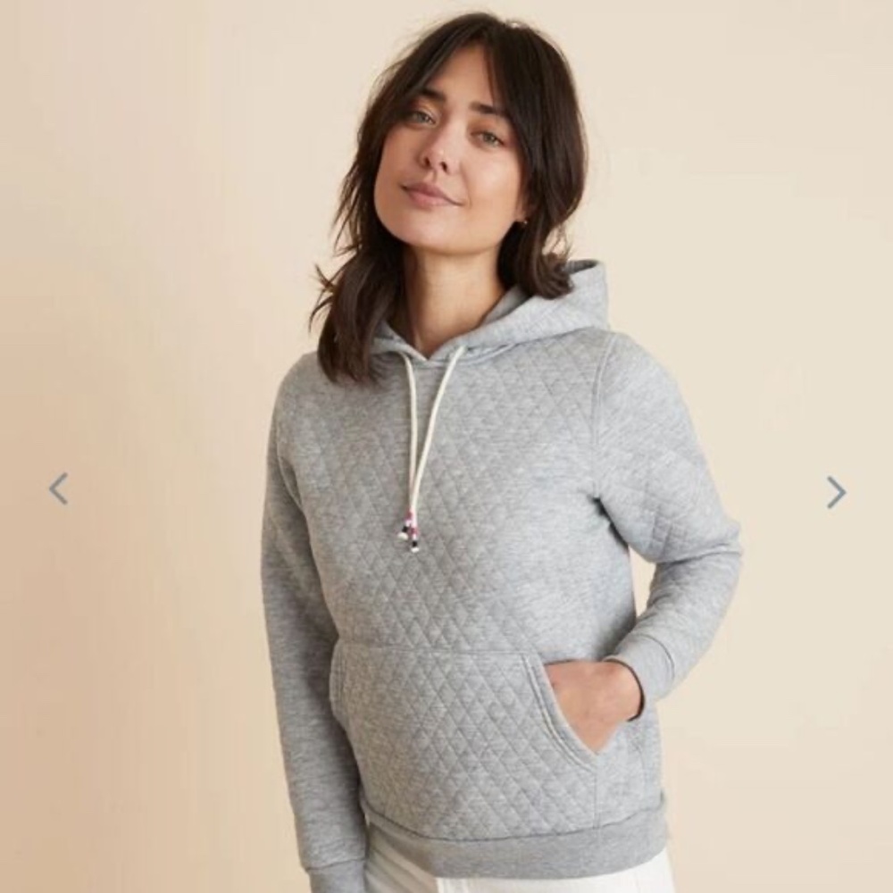 Marine Layer Quilted Gray Pullover Hoodie